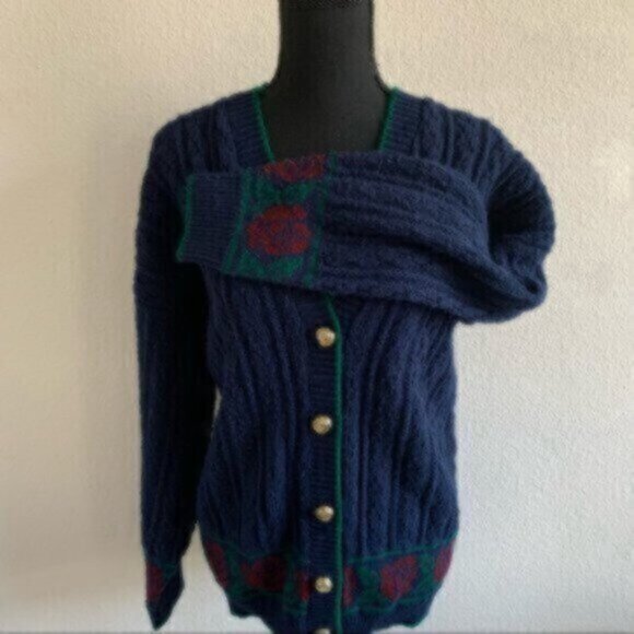 Lauren Ralph Lauren Rare Vintage Cable Cardigan Sweater With Gold Buttons - Picture 9 of 17